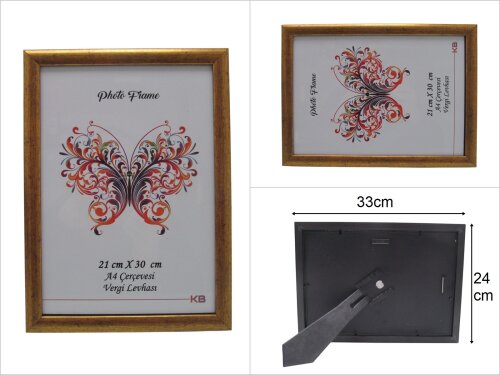 sd45662 eskitme gold renk pvc fotoğraf çerçevesi A4 ebat 21x30 cm - 