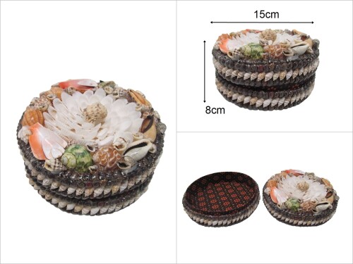 sd45803 dekoratif deniz kabuğu yuvarlak kutu - 