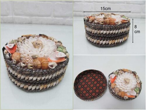 sd45803 dekoratif deniz kabuğu yuvarlak kutu - 1
