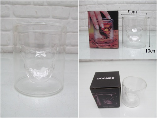 sd45824 kuru kafa dekorlu çift cidarlı cam bardak - 