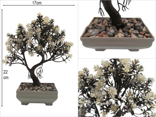 sd45997 plastik saksılı yapay kırık beyaz bonzai ağacı - 