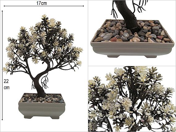 sd45997 plastik saksılı yapay kırık beyaz bonzai ağacı - 1