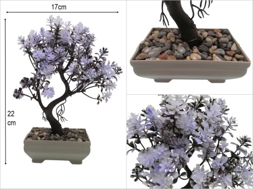 sd45998 plastik saksılı yapay lila bonzai ağacı - 