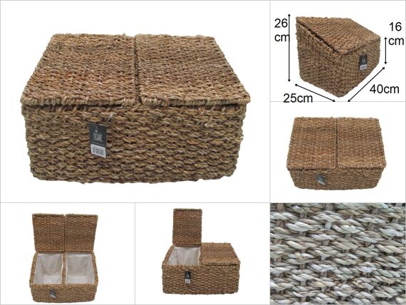 sd46289 çift kapaklı bölmeli hasır sepet - 1