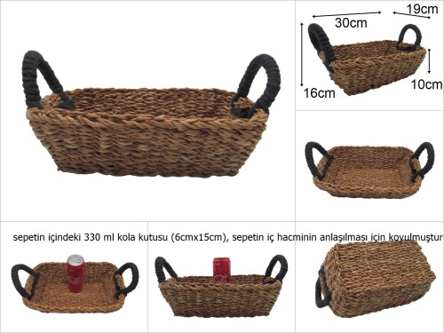 sd46296 dikdörtgen ip kulplu hasır sepet - 