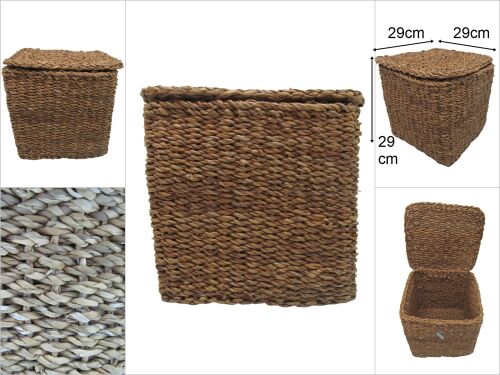 sd46320 dekoratif no3 kapaklı derin hasır sepet - 