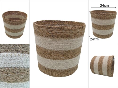 sd46340 dekoratif no5 yuvarlak derin hasır sepet - 