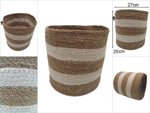 sd46341 dekoratif no6 yuvarlak derin hasır sepet - 1