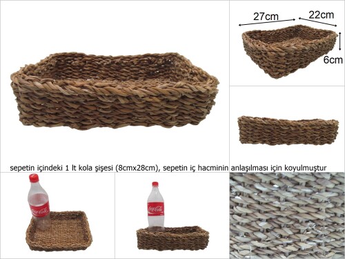 sd46381 dekoratif no1 dikdörtgen sığ hasır sepet - 
