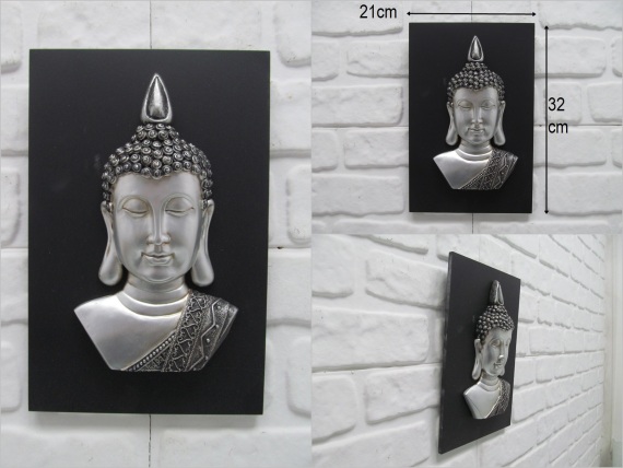 sd46464 dekoratif gümüş boyalı buda büst tablo - 1