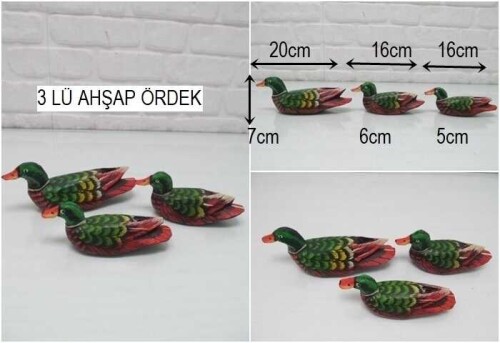 sd46483 dekoratif ahşap 3 lü ördek seti - 