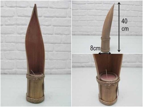 sd46495 palmiye kabuğu dekorlu bambu kütük mum - 
