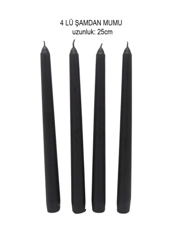 sd46516 siyah 4 lü şamdan mumu - 