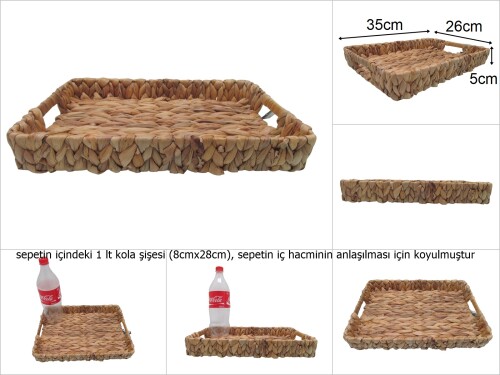 sd46617 dekoratif no2 dikdörtgen hasır sepet tepsi - 