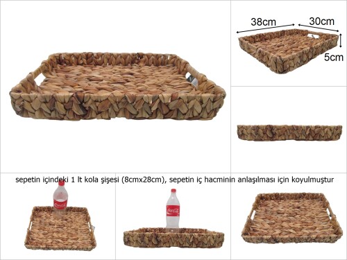 sd46618 dekoratif no3 dikdörtgen hasır sepet tepsi - 