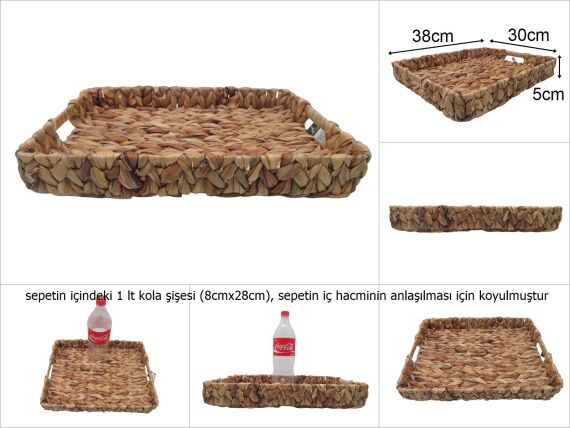 sd46618 dekoratif no3 dikdörtgen hasır sepet tepsi - 1