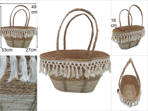 sd46664 dekorlu hasır çanta - 