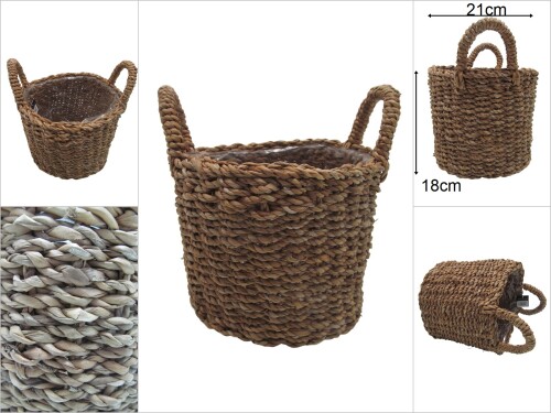 sd46667 kulplu yuvarlak no3 derin hasır sepet - 