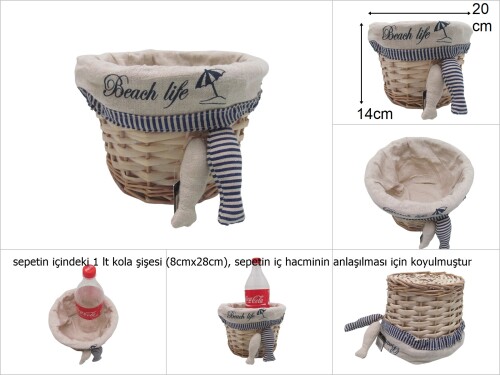 sd46991 balık dekorlu yuvarlak no1 sepet - 