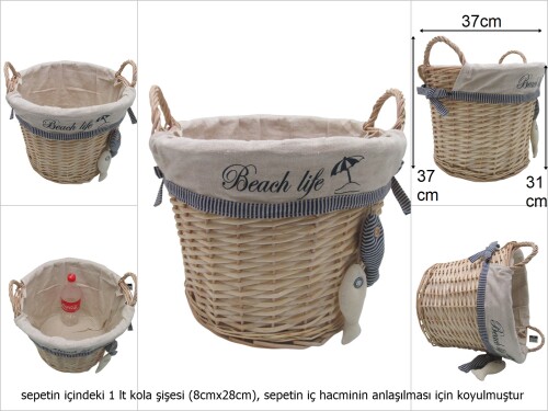 sd47008 balık dekorlu yuvarlak no3 derin sepet - 