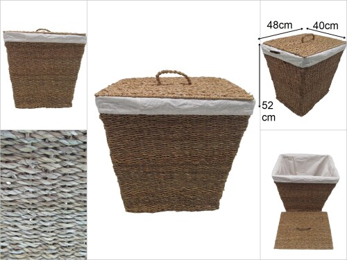 sd47019 dikdörtgen kapaklı derin hasır sepet - 