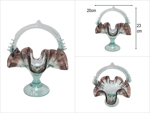 sd47075 el yapımı dekoratif kahverengi şeritli vintage cam şekerlik obje - BU ÜRÜN SADECE MAĞAZADAN SATIŞ