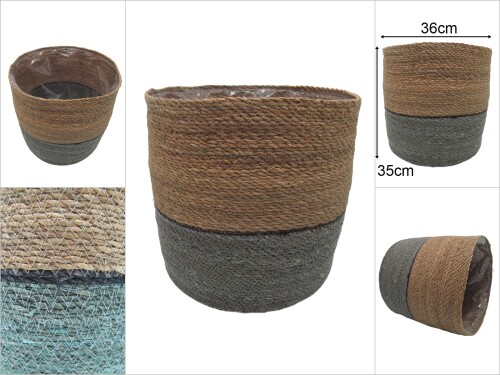 sd47086 dekoratif no5 yuvarlak derin hasır sepet - 