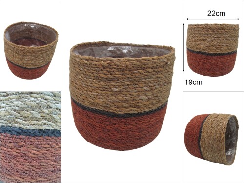 sd47087 dekoratif no1 yuvarlak derin hasır sepet - 