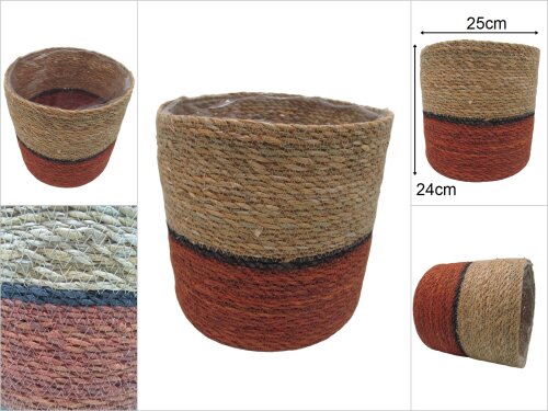 sd47088 dekoratif no2 yuvarlak derin hasır sepet - 