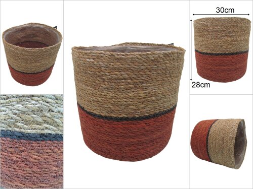 sd47089 dekoratif no3 yuvarlak derin hasır sepet - 