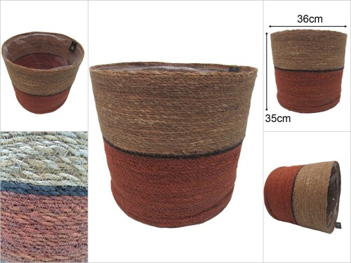 sd47091 dekoratif no5 yuvarlak derin hasır sepet - 