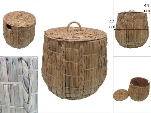 sd47113 dekoratif kapaklı bombeli no3 derin hasır sepet - 