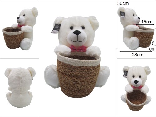 sd47173 hasır sepetli peluş ayıcık - 