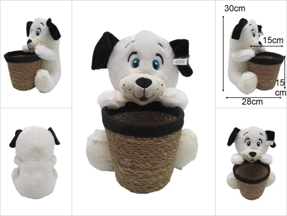 sd47176 hasır sepetli peluş köpek - 1