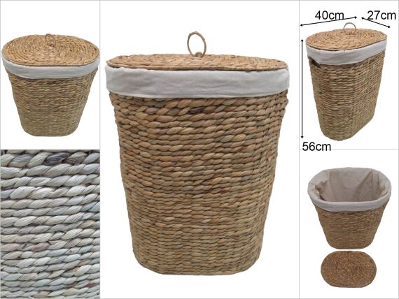 sd47204 dekoratif oval no1 kapaklı derin hasır sepet - 1