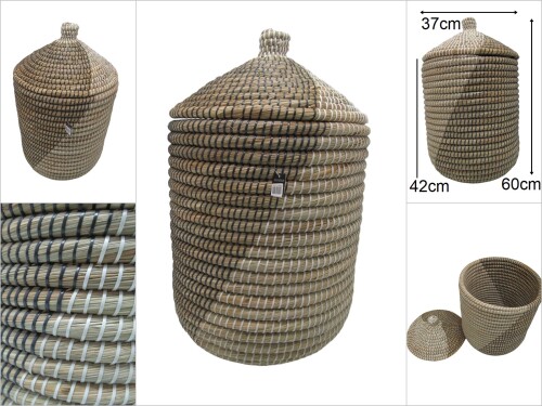 sd47271 dekoratif kapaklı derin no1 hasır sepet - 