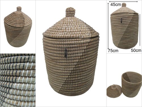 sd47272 dekoratif kapaklı derin no2 hasır sepet - 