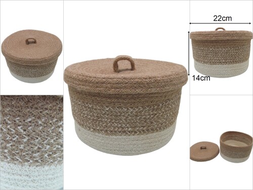 sd47274 dekoratif no2 yuvarlak tekstil ip kapaklı kutu - 