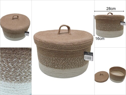 sd47275 dekoratif no3 yuvarlak tekstil ip kapaklı kutu - 