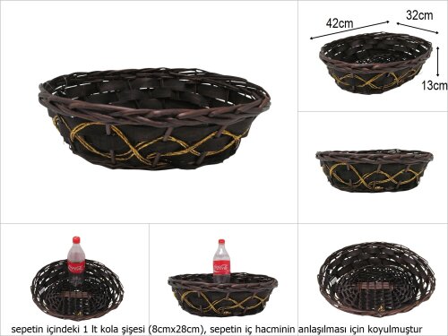 sd47280 acı kahve oval hasır sepet - 