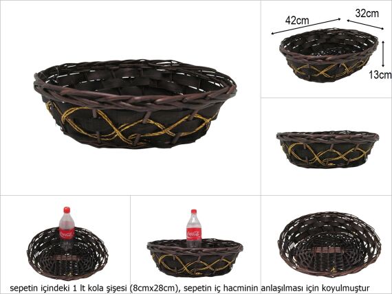 sd47280 acı kahve oval hasır sepet - 1