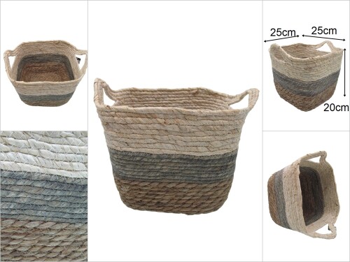 sd47298 dekoratif kulplu no1 kare derin hasır sepet - 