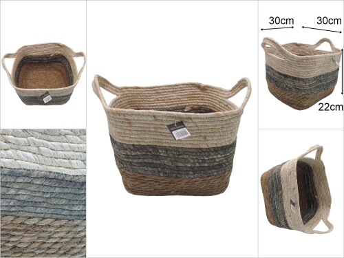 sd47299 dekoratif kulplu no2 kare derin hasır sepet - 