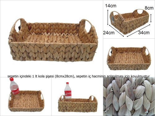 sd47519 dekoratif dikdörtgen no2 kulplu hasır sepet - 