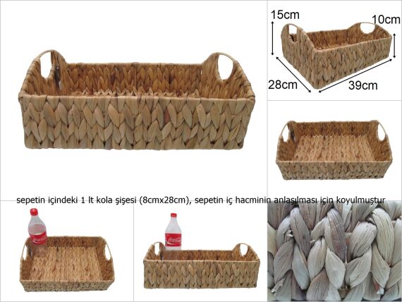 sd47520 dekoratif dikdörtgen no3 kulplu hasır sepet - 1