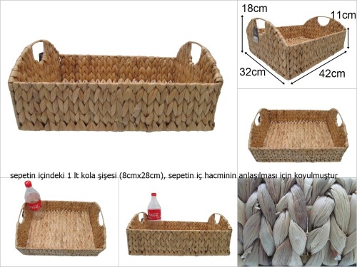 sd47521 dekoratif dikdörtgen no4 kulplu hasır sepet - 