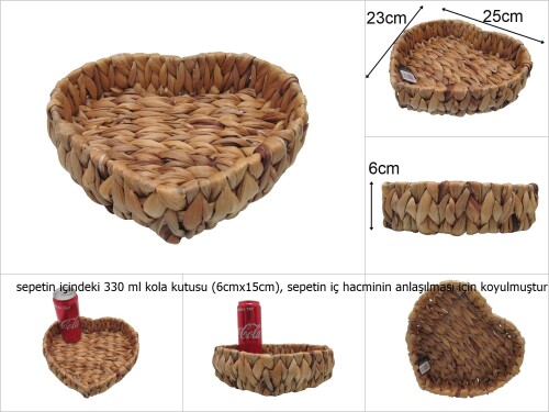 sd47522 dekoratif no1 hasır kalp sepet - 
