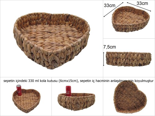 sd47524 dekoratif no3 hasır kalp sepet - 