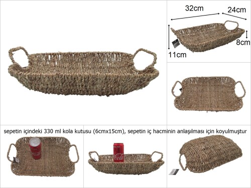 sd47705 dikdörtgen no2 kulplu hasır sepet - 