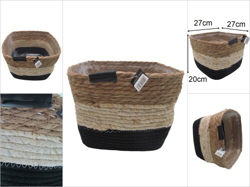 sd47716 dekoratif kare no3 derin hasır sepet - 